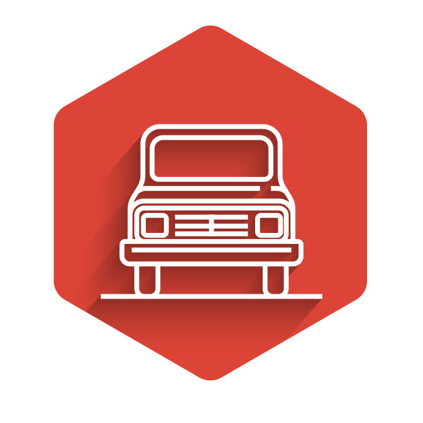 白色线汽车图标孤立与长影子图片下载