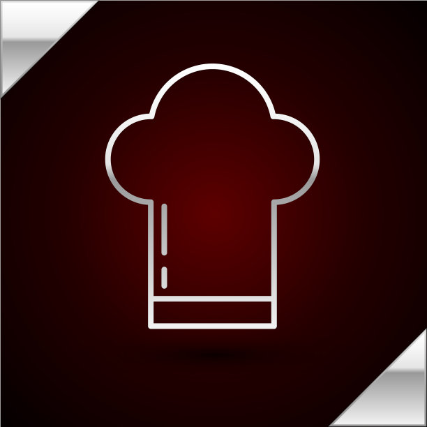 银线厨师帽图标孤立在暗红色图片下载