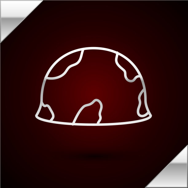 银色线军用头盔图标孤立在黑暗图片下载