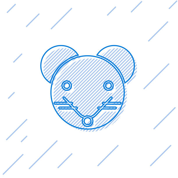 蓝线老鼠星座图标孤立在白色上图片下载