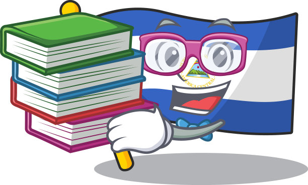 聪明的学生旗帜尼加拉瓜卷轴吉祥物卡通图片下载