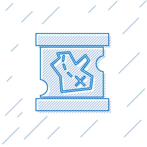 蓝线海盗藏宝图图标孤立上图片下载