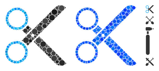 剪刀组成圆点图标图片下载