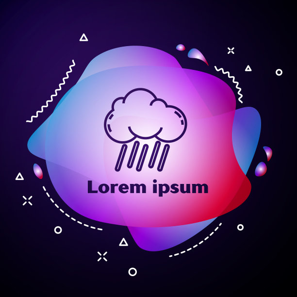 紫色线云与雨的图标孤立在黑暗图片下载