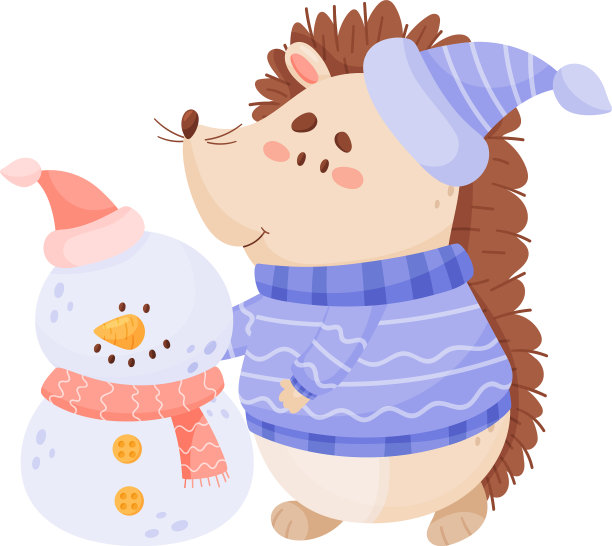 卡通刺猬人物穿着暖和的衣服图片下载