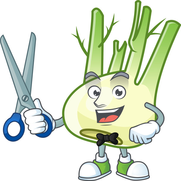 笑脸理发师茴香吉祥物卡通人物图片下载