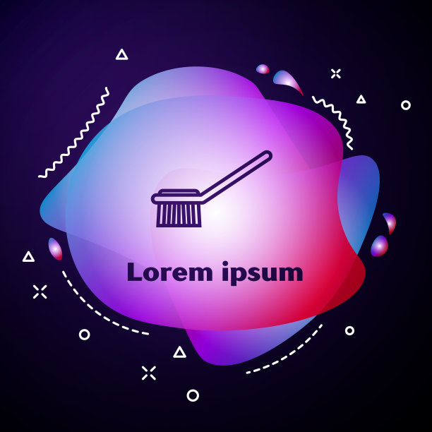 紫色线条马桶刷图标隔离在蓝色上图片下载