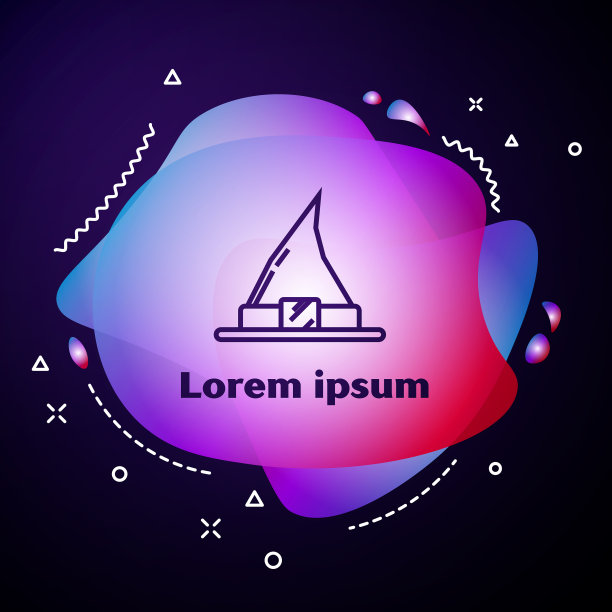 紫色线女巫帽图标孤立在深蓝色图片下载