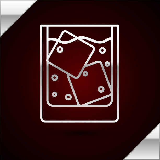 银线玻璃威士忌和冰块图标图片下载