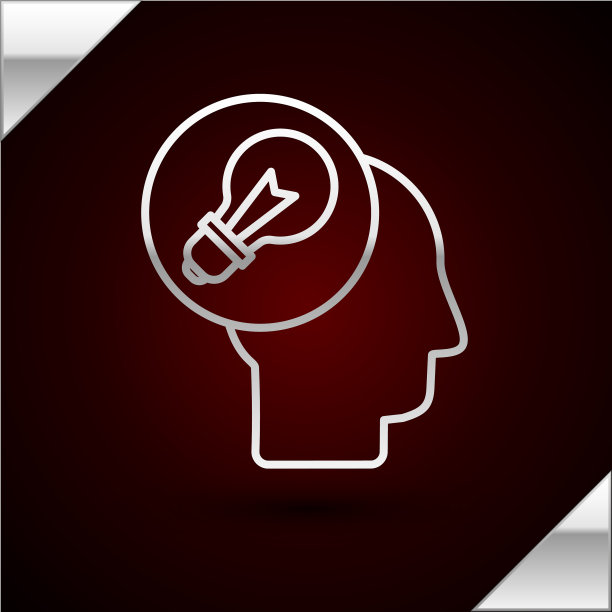 银线人的头与灯泡的图标图片下载