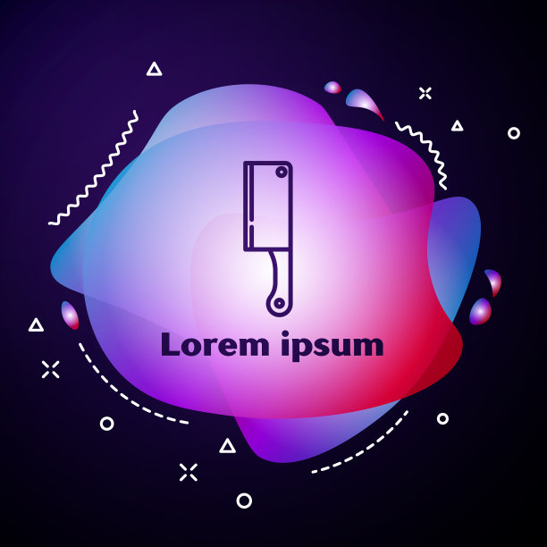 紫色线肉菜刀图标孤立在蓝色图片下载