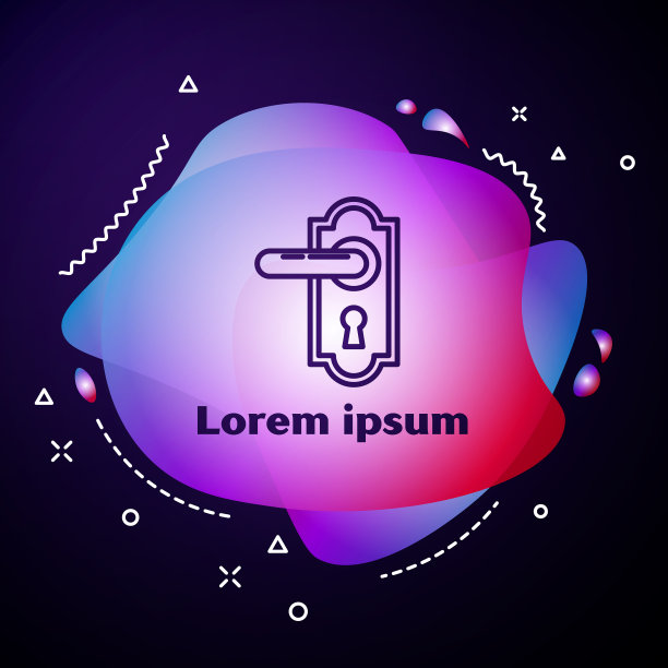 紫色线门把手图标隔离在蓝色图片下载