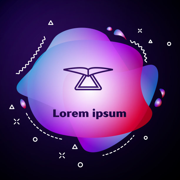 紫色线悬挂滑翔机图标孤立在深蓝色图片下载