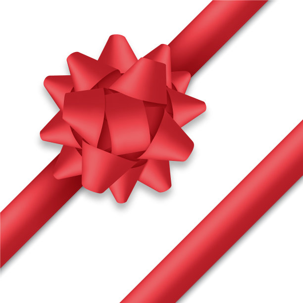 装饰红色蝴蝶结丝带礼盒包装图片下载