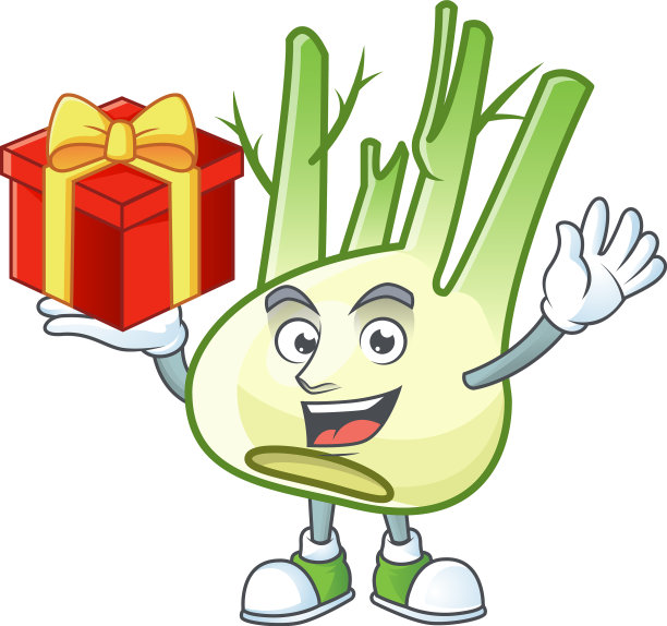 卡通人物茴香与一盒礼物图片下载