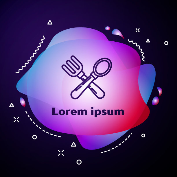 紫色线交叉叉子和勺子图标孤立图片下载