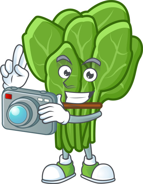 聪明的摄影师用菠菜卡通吉祥物图片下载