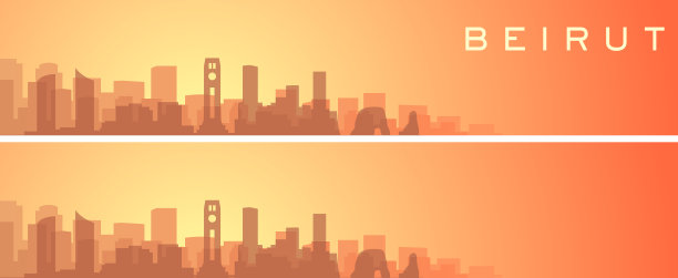贝鲁特美丽的天际线风景横幅图片下载