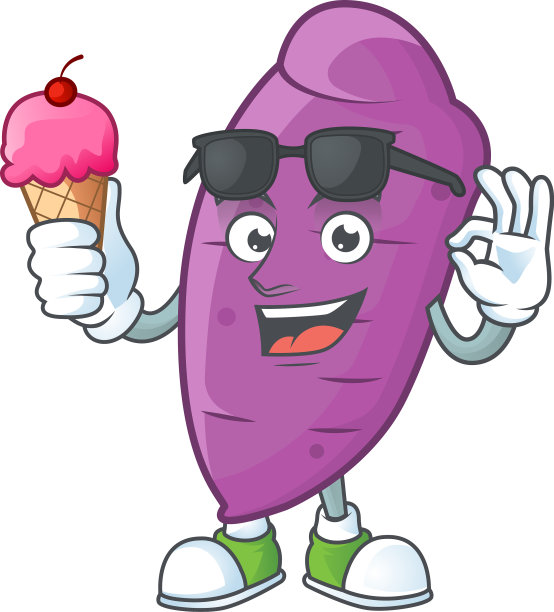 可爱的冲绳岛偏航卡通人物与冰淇淋图片下载