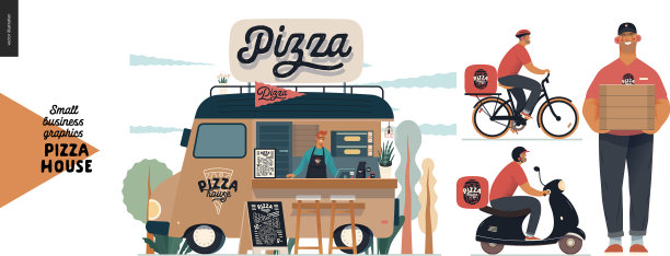 披萨店-小企业图形-送货图片下载