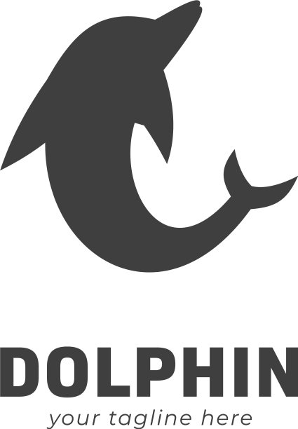 海豚标志简单的剪影图标象征图片下载