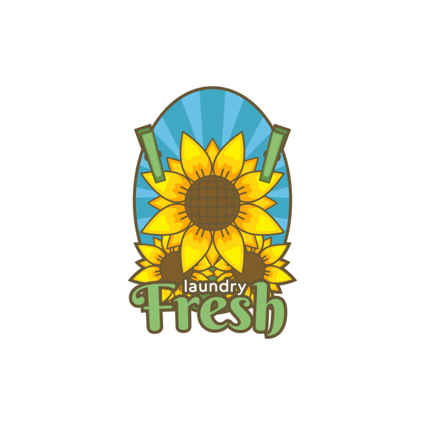 向日葵花新鲜洗衣标志图标徽章图片下载