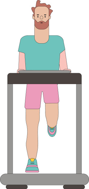 运动员在跑步机上跑步的概念平面向量图片下载