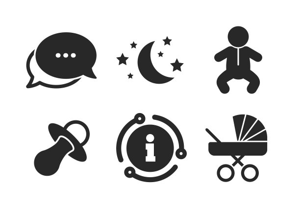 月亮和星星，婴儿的图标，童车假人图片下载