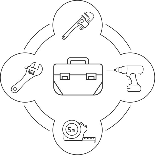 工具箱内容线性图标集图片下载