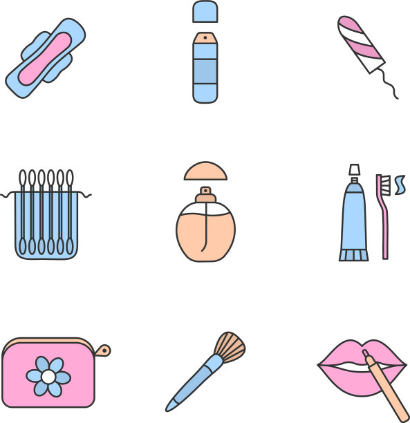 化妆品配件颜色图标集图片下载