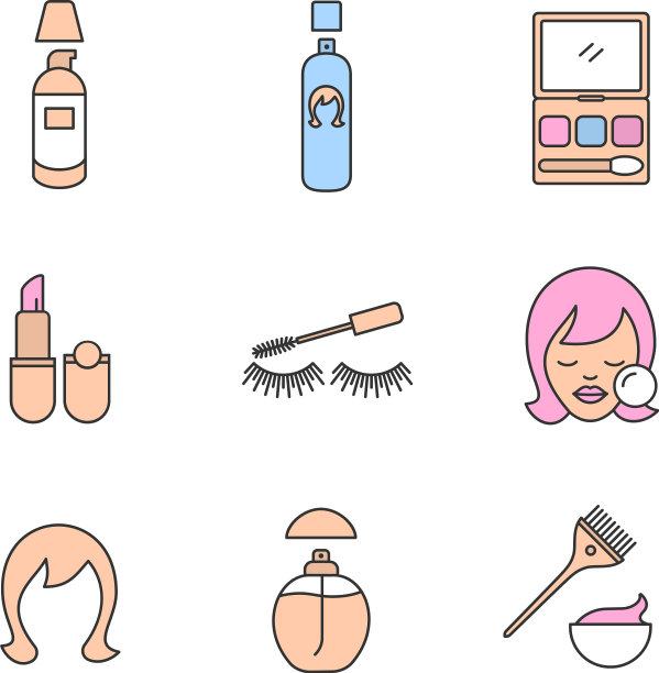 化妆品配件颜色图标集图片下载