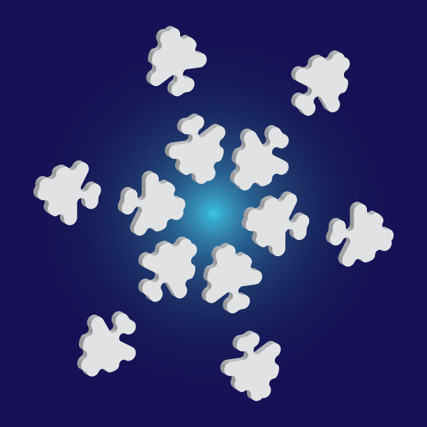 孤立的剪影雪花在蓝色图片下载