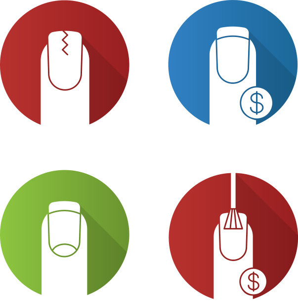 美甲平面设计长阴影字形图标集图片下载