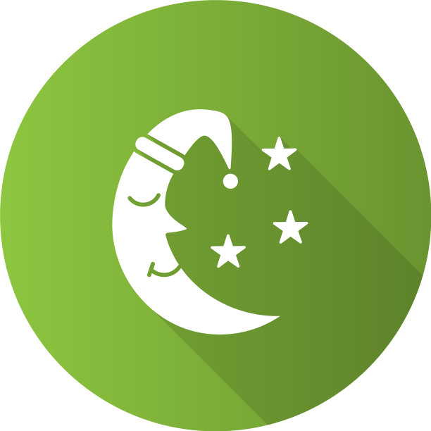 月亮与星星平面设计长长的阴影字形图标图片下载