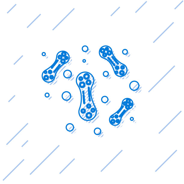 蓝线细菌图标分离在白色图片下载