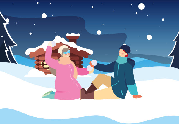 有冬季景观和家庭的夫妇图片下载