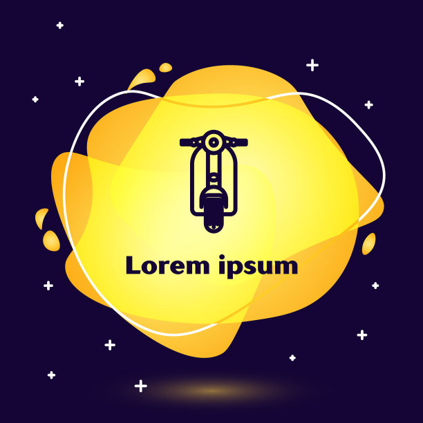 黑色线摩托车图标孤立在深蓝色图片下载