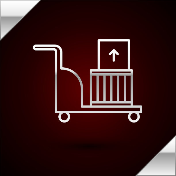 银线电动手推车和箱子图标图片下载