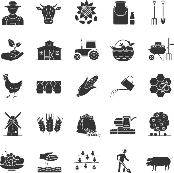农业字形图标集图片下载