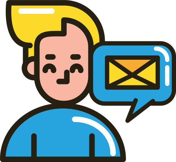 一个说话气泡和信封的年轻人图片下载