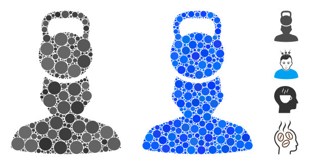 头部重量压力马赛克图标圆圈图片下载