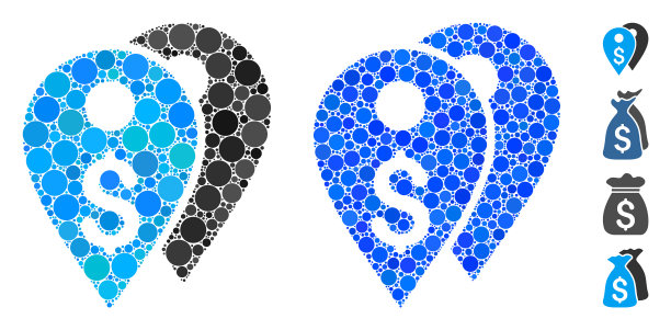 美元银行标志马赛克图标圆圈图片下载