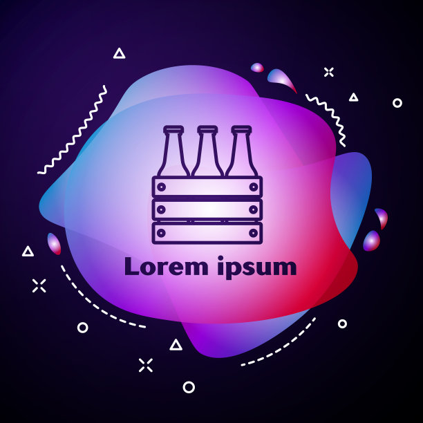 紫色线包装啤酒瓶图标隔离上图片下载