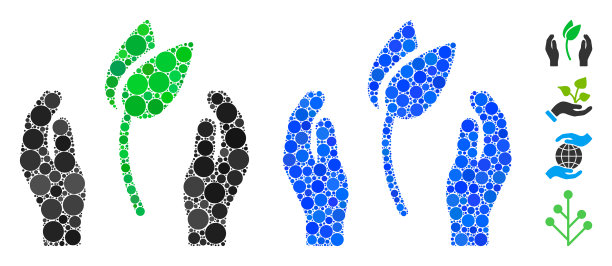 花芽护理手马赛克图标圆点图片下载