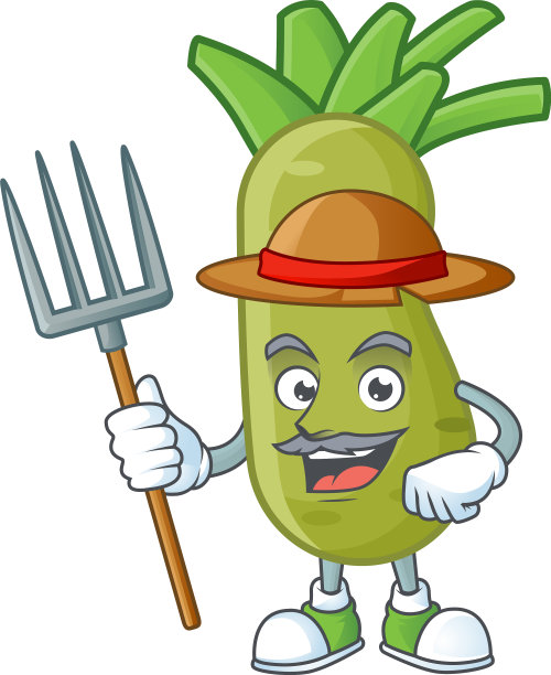 快乐农民芥末卡通吉祥物与帽子和图片下载