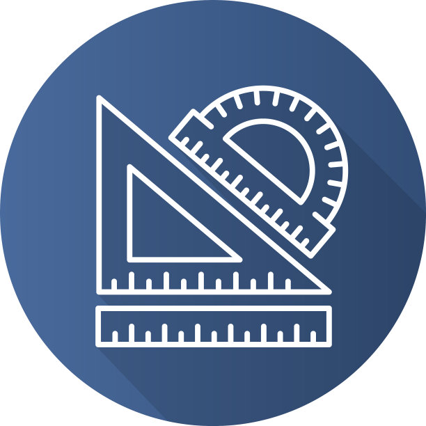 学校尺子平线性长阴影图标图片下载