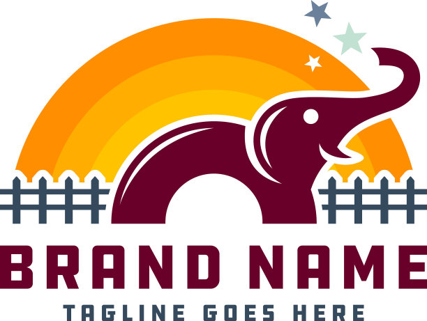 可爱的大象动物标志设计你的公司图片下载