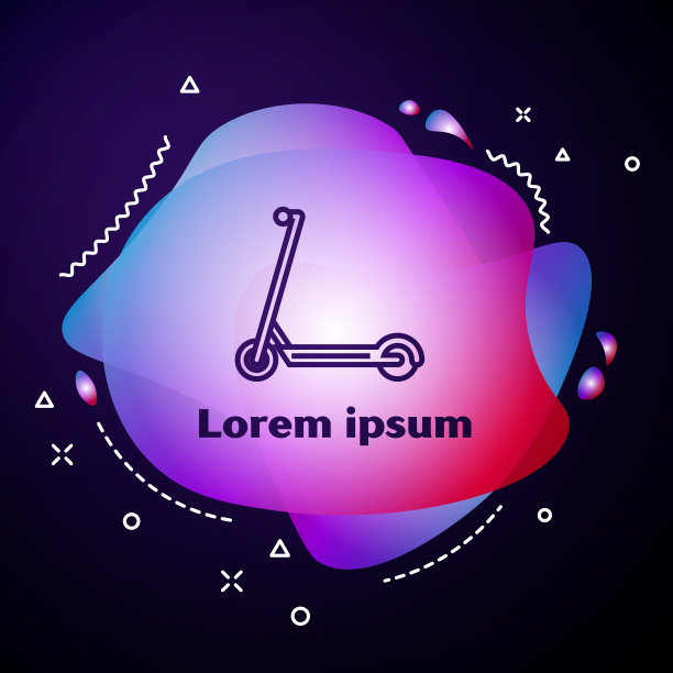 紫色线摩托车图标孤立在深蓝色图片下载