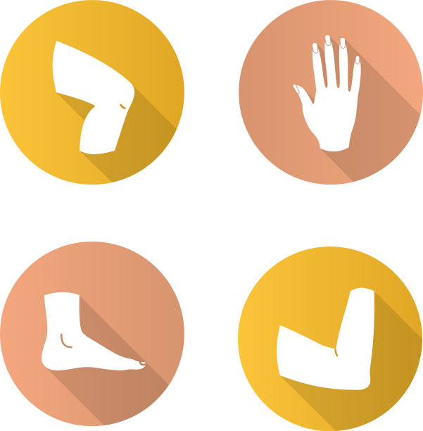 身体部件平面设计长阴影字形图标集图片下载