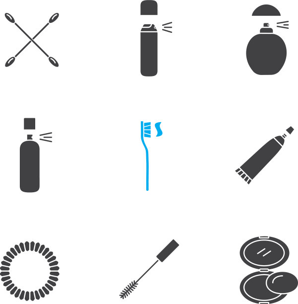 化妆品配件字形图标集图片下载